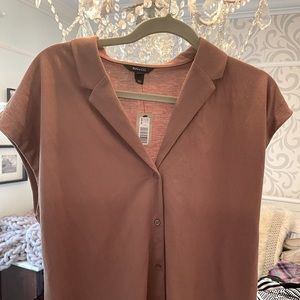 Dusty rose (neutral palette) button down sleeveless blouse